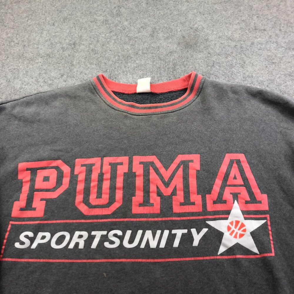 Vintage Puma Sweatshirt Mens 2XL Gray Red Spell Out Sportsunity - Picture 2 of 13